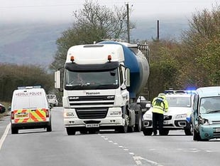 Car left hanging over ditch in A470 crash