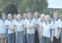 Builth Ladies celebrate winning the title