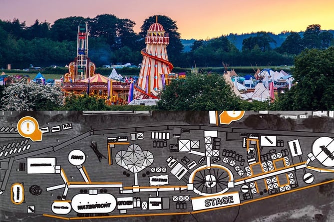 The HowTheLightGetsIn Festival in 2018, and a plan of the site for June’s event.