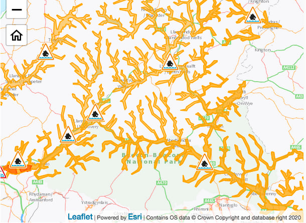 Flood alerts for Powys 21/02/2022