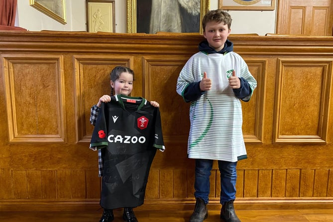 Imogen Thomas-Richards and Freddie Bowen pictured with their prizes at Brecon’s Guildhall on Saturday morning.