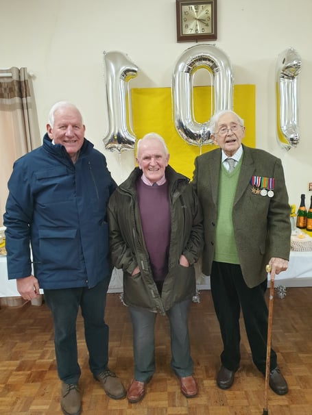 John with longstanding friends - and fellow alumni of Talgarth School Vincent Stephens - left - and Bryan George - Centre