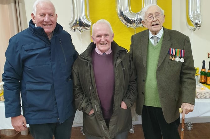 John with longstanding friends - and fellow alumni of Talgarth School Vincent Stephens - left - and Bryan George - Centre