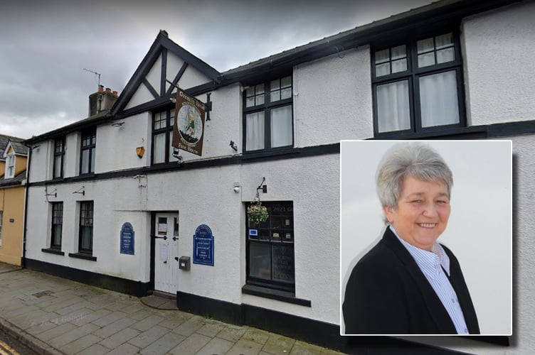 The Gremlin pub with inset Mary Phillips