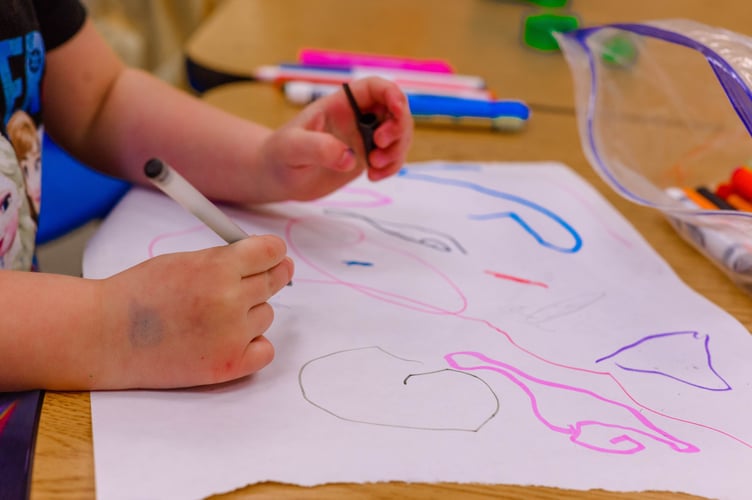 A toddler drawing