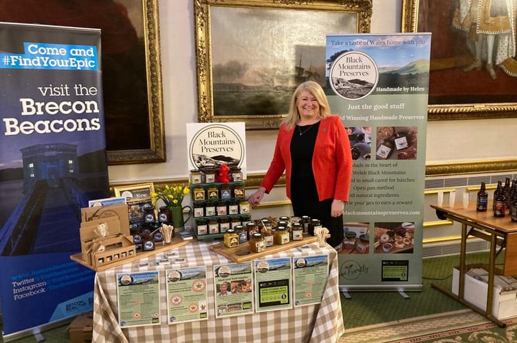 Helen Dunn with her Black Mountain Preserves at Lancaster House in London