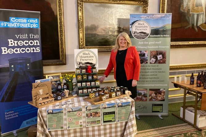 Helen Dunn with her Black Mountain Preserves at Lancaster House in London