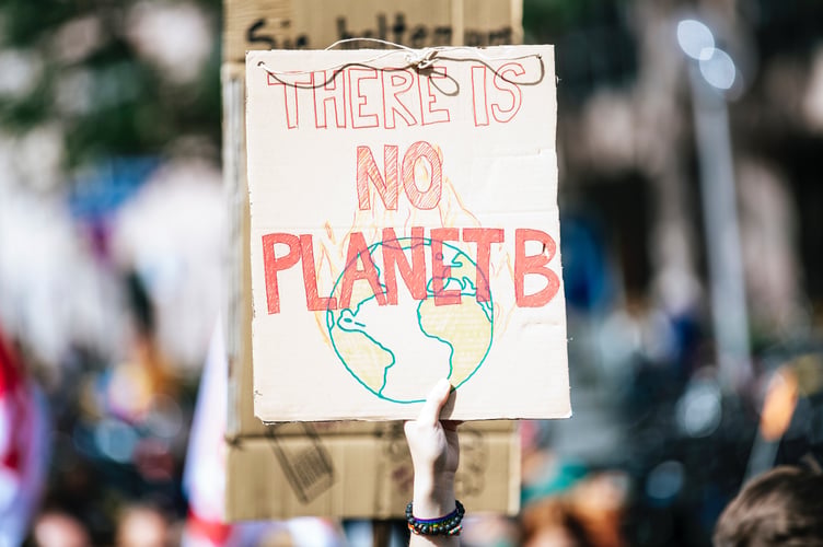 Stock photo of a climate protest sign