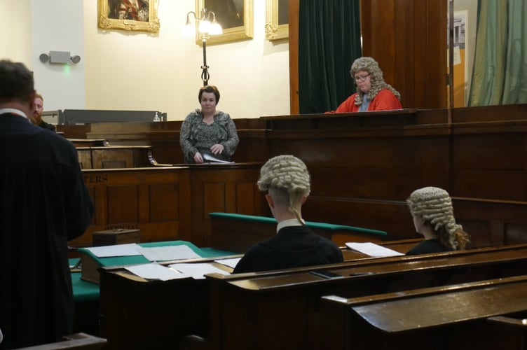 The court room in session in y Gaer