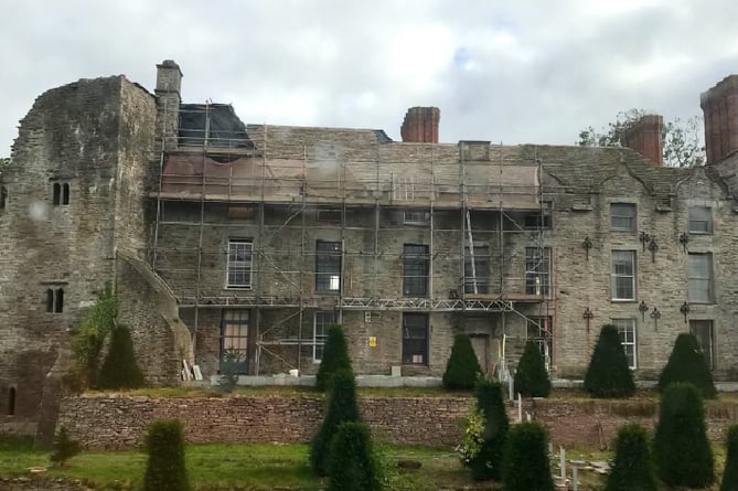 Hay Castle coated in scaffolding as it’s repaired