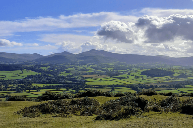 Looking towards the Beacons from the Crug, Brecon. (PT)