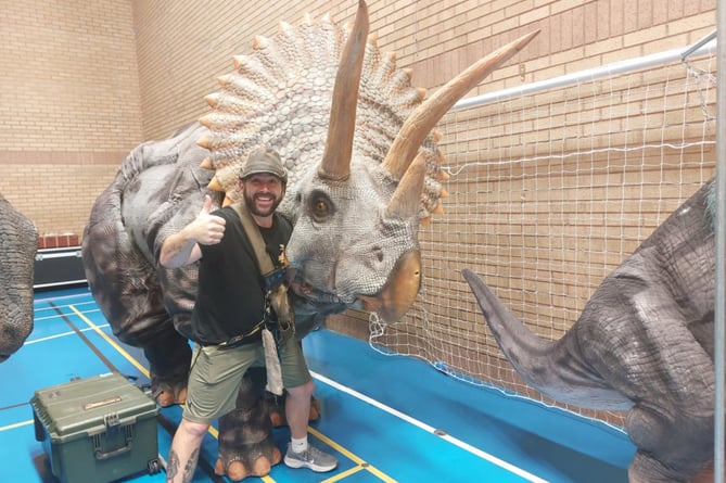 Head Ranger Chris with Milly the Triceratops
