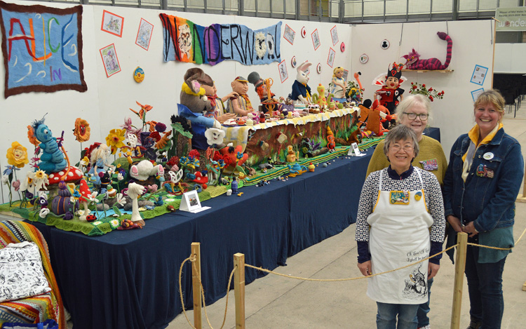 The Alice in Wonderwool exhibition and creators Janna Turner, Kathy Smart and Alex Johnstone