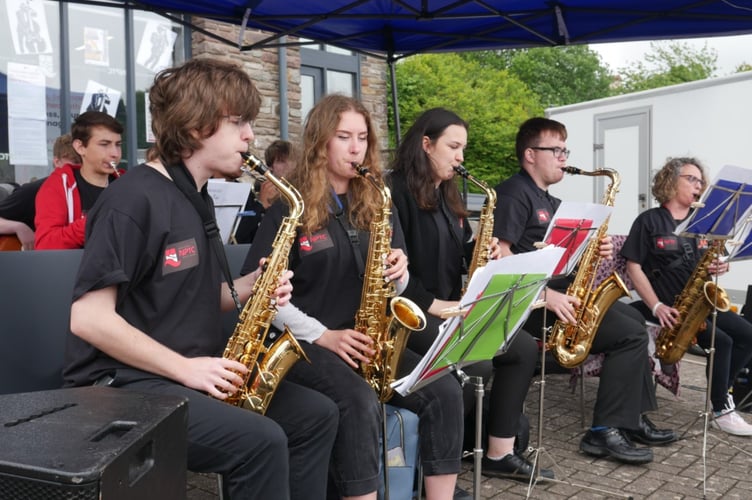 NPTC Group of Colleges’ Jazz Ensemble playing at the Brecon Jazz Taster Day