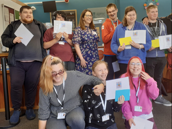 Fay Jones with the college students