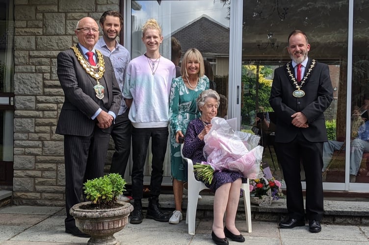 David Meredith, Joyce’s two grandsons and daughter, Joyce and Gareth Ratcliffe by Brecon Story