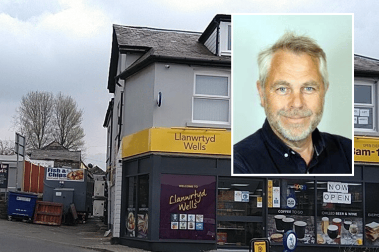 Llanwrtyd Wells takeaway and Cllr Elwyn Vaughan.