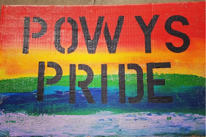Powys Pride placard 