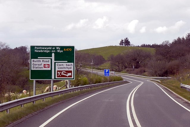 The A470 near Builth Road