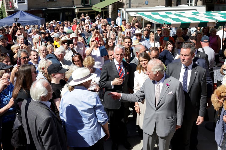 The Prince of Wales meets with members of the public during a visit to Hay Castle in Hay-on-Wye, Powys, Wales. Picture date: Thursday July 7, 2022.