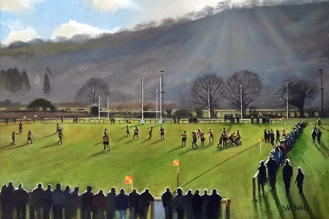 Match Day at Parc Broyd painting to celebrate 40th anniversary of Crickhowell Rugby