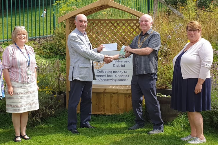 Cheque presentation Knighton Rotary Bracken Trust
