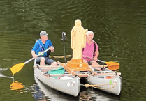 Virgin Mary sculpture floats down Wye in pollution demo