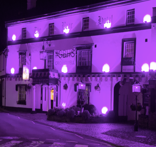 The Bear Hotel in Crickhowell lights up for World Polio Day 2022