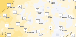 Temperatures expected to plummet overnight in Powys