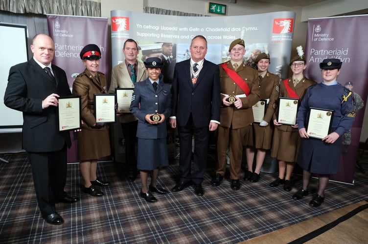 All award recipients and appointees: Acting Pilot Officer Mark Lumb, Captain Rachael Jones-Morris, Registered Civilian Committee (Member) David Holt, Flight Sergeant Amira Vieyra, Deputy Lieutenant of Powys, Mr Tony Evans, Cadet Sergeant Elliott Paul Tranter, Cadet Sergeant Grace Buschini, Cadet Sergeant Major Stephanie Chaplin and Cadet Corporal Antonia Scott-Howell.