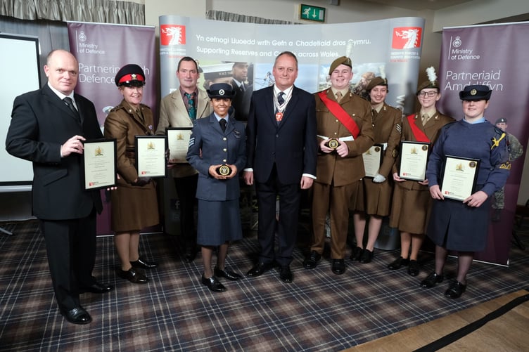 All award recipients and appointees: Acting Pilot Officer Mark Lumb, Captain Rachael Jones-Morris, Registered Civilian Committee (Member) David Holt, Flight Sergeant Amira Vieyra, Deputy Lieutenant of Powys, Mr Tony Evans, Cadet Sergeant Elliott Paul Tranter, Cadet Sergeant Grace Buschini, Cadet Sergeant Major Stephanie Chaplin and Cadet Corporal Antonia Scott-Howell.