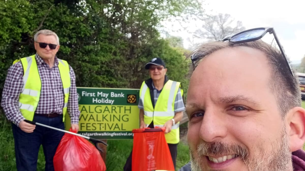 Volunteers work together to clean up Talgarth for walking festival