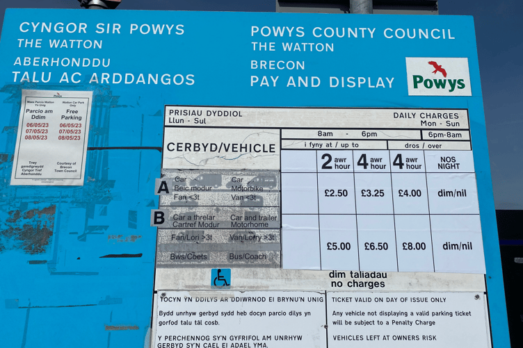 Parking charges The Watton, Brecon May 2023