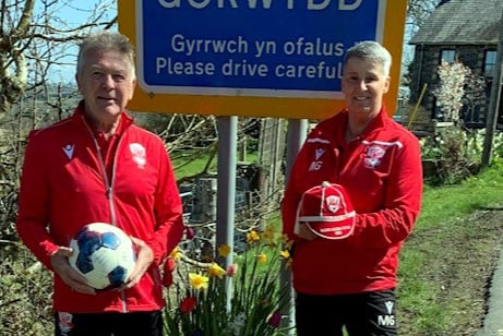 Dave Barlow and Mandy Gornicki of Cefn Gorwydd - walking footballers