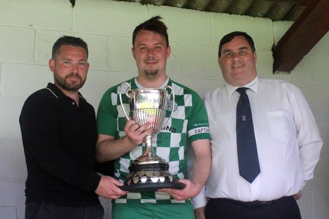 Hay St Mary's Reserves champions of Pip Samuel (Electrical), and Mid Wales League Cup 2023
