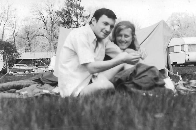 Bridget and her husband at a campsite in Munich.