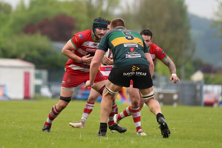 2022-23 WRU Indigo Premiership Play Off Semi Final
14.05.23 Llandovery v Merthyr

Llandoveryâs Iestyn Rees on the charge v Merthyrâs Callum Bradbury
