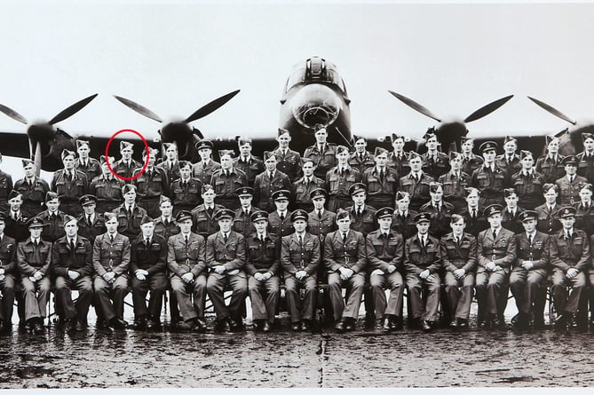 Collect pic of the Dam Buster raid crews, Jonny Johnson is top 2nd from left.  (file pic) See SWNS story SWDAM; The last remaining 'Dambuster' is making a new film - telling the story of the daring Second World War raid in his own words for the first time. George 'Johnny' Johnson, now 96, will tell about role he played in the Operation Chastise attack in Germany on May 17, 1943. Mr Johnson will tell of his crew's near-impossible mission to destroy three German dams, in an attempt to flood the factories supplying the Nazi war machine. The documentary, which has been two years in the making, will particularly focus on the crew's line of attack on the Sorpe Dam, the most difficult one to take out. 