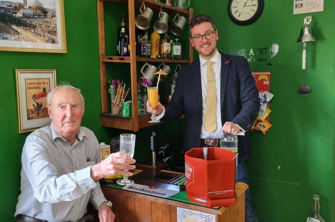 Councillor Matthew Dorrance enjoys the bar with resident