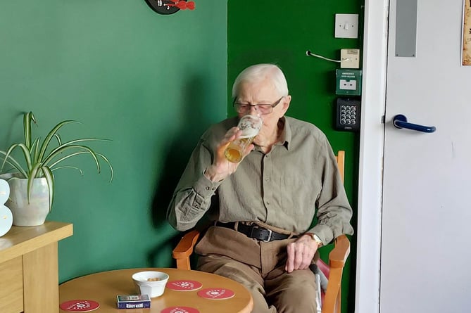 Trenewydd resident enjoys a pint