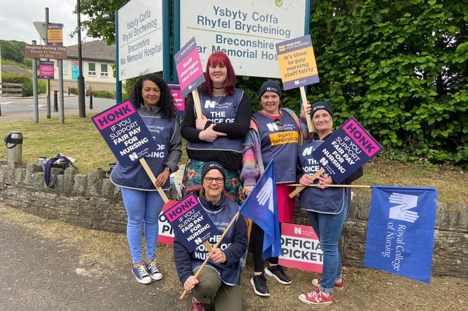 Nurses strike at the Breconshire War Memorial Hospital