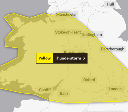 Weekend weather warning issued for thunderstorm over Powys