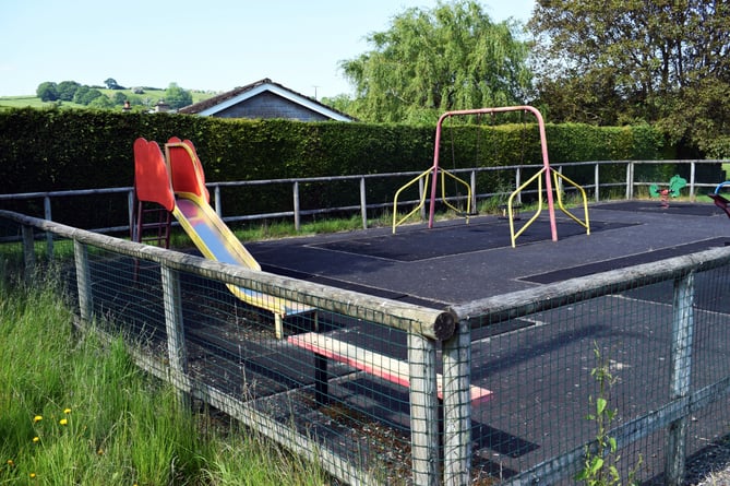 The old play equipment at Gladestry Village Hall