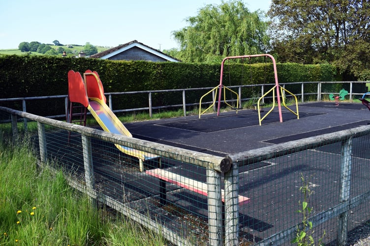 The old play equipment at Gladestry Village Hall