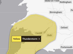 Met Office issue yellow weather warning for afternoon thunderstorm