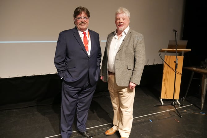 Principal of NPTC Group of Colleges, Mark Dacey (left), with Simon Weston CBE (left)