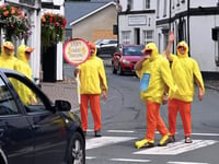 Crickhowell goes 'quackers' as human ducks promote upcoming duck race