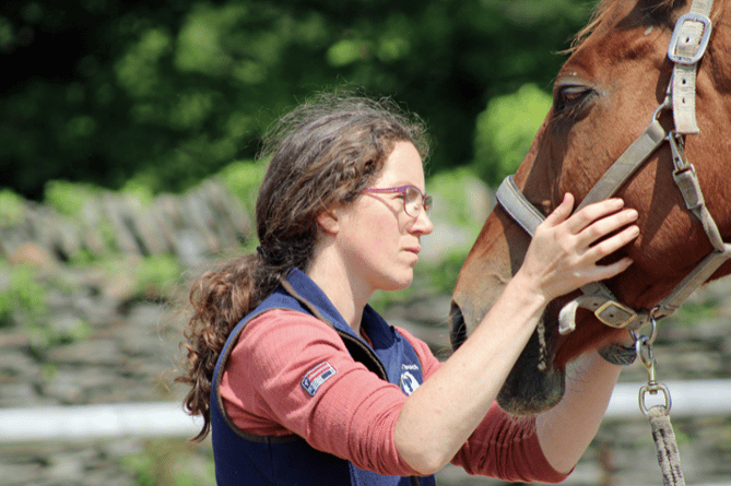 Suz Crichton-Stuart treating a horse.