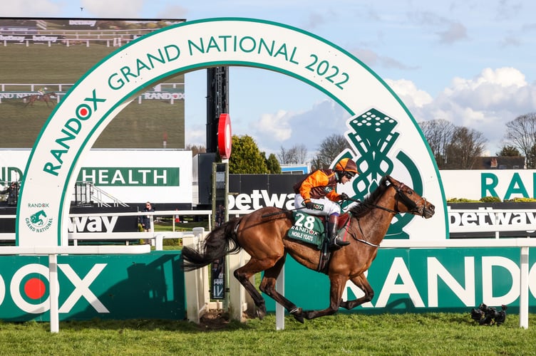 NOBLE YEATS Ridden by Mr Sam Waley-Cohen (HIs last ever ride as a jockey) wins the RANDOX GRAND NATIONAL HANDICAP CHASE (GRADE 3) at AINTREE 9/4/22
Photograph by Grossick Racing Photography 0771 046 1723