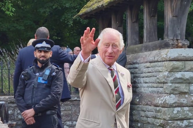 King Charles III arrives at Brecon Cathedral